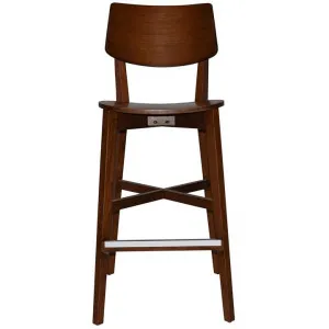 Phoenix Commercial Grade Oak Timber Bar Stool, Timber Seat, Light Walnut by Eagle Furn, a Bar Stools for sale on Style Sourcebook