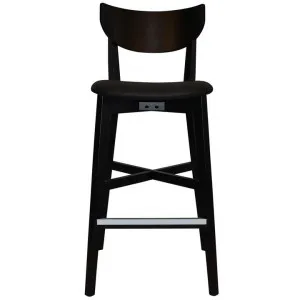 Rialto Commercial Grade Oak Timber Bar Stool, Vinyl Seat, Black / Black by Eagle Furn, a Bar Stools for sale on Style Sourcebook