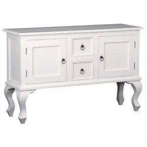 Queen Ann Mahogany Timber 2 Door 2 Drawer Sofa Table, 130cm, White by Centrum Furniture, a Console Table for sale on Style Sourcebook