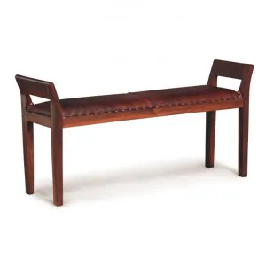 Dacey Mahogany Timber Double Bench with Leather Seat, Mahogany by Centrum Furniture, a Benches for sale on Style Sourcebook