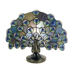 Tiffany Style Stained Glass Statue Table Lamp, Peacock by GG Bros, a Table & Bedside Lamps for sale on Style Sourcebook