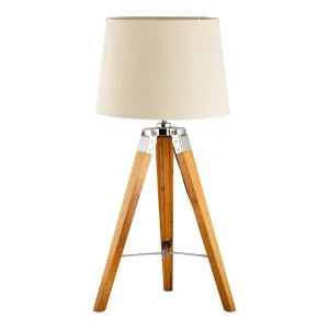 Surveyor Classic Timber Tripod Table Lamp, Natural / Beige by New Oriental, a Table & Bedside Lamps for sale on Style Sourcebook