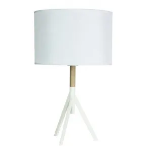 Micky Timber & Metal Base Table Lamp, White by Oriel Lighting, a Table & Bedside Lamps for sale on Style Sourcebook