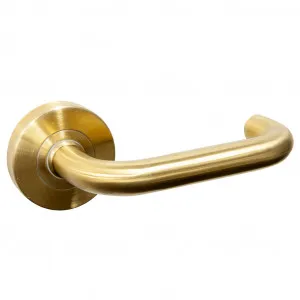 Prevelly Hollow Lever Handle - Satin Brass by Häfele, a Door Hardware for sale on Style Sourcebook