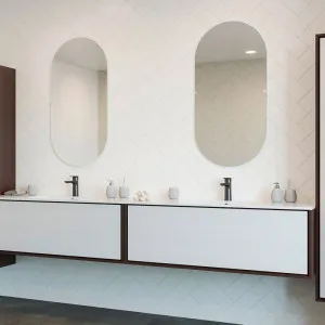 Pill Shape Polished Edge Bathroom Mirror 100cm x 50cm Glue-to-Wall No Demister by Luxe Mirrors, a Vanity Mirrors for sale on Style Sourcebook