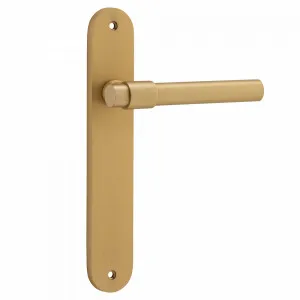 Helsinki Lever with oval  Brushed brass With Backplate by Iver, a Door Hardware for sale on Style Sourcebook
