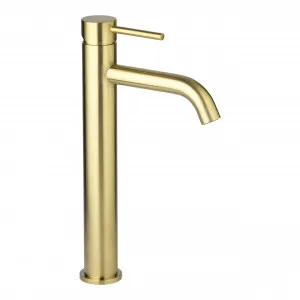 Elysian Basin Mixer Extended - Brushed Brass by ABI Interiors Pty Ltd, a Bathroom Taps & Mixers for sale on Style Sourcebook