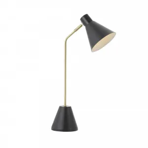 Telbix Ambia Small Edison Screw (E14) Adjustable Table Lamp Matte Black and Brass by Telbix, a Table & Bedside Lamps for sale on Style Sourcebook