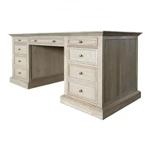 Hermitage Oak Timber Executive Desk, 180cm, Weathered Oak by Manoir Chene, a Desks for sale on Style Sourcebook