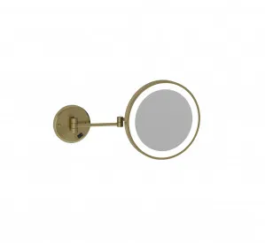 3x Magnification Light Mirror Round Brushed Brass 25cm by Luxe Mirrors, a Shaving Cabinets for sale on Style Sourcebook