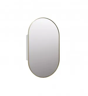 Anya Pill Shape Mirror Cabinet Satin Brass 96cm x 56cm by Luxe Mirrors, a Cabinets, Chests for sale on Style Sourcebook