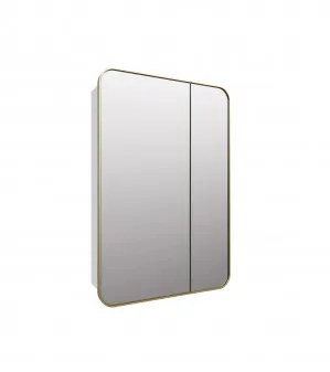 Curved Edge Rectangle Mirror Cabinet Satin Brass 90cm x 60cm by Luxe Mirrors, a Cabinets, Chests for sale on Style Sourcebook