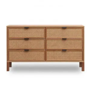 Junta Messmate Timber & Rattan 6 Drawer Dresser, Natural by Everblooming, a Dressers & Chests of Drawers for sale on Style Sourcebook