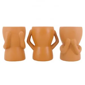Three Wisdom Pots Ceramic Planter Set, Caramel by NF Living, a Plant Holders for sale on Style Sourcebook