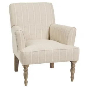 Boston Linen Fabric Armchair, Beige Stripe by Canvas Sasson, a Chairs for sale on Style Sourcebook
