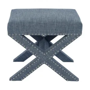 Lennox Fabric Cross Leg Footstool, Blue by Florabelle, a Stools for sale on Style Sourcebook
