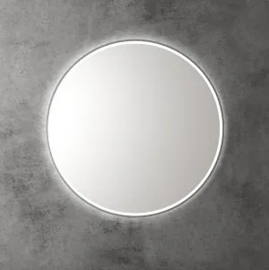 Touchless LED Round Mirror with Gun Metal Frame 90cm by Luxe Mirrors, a Illuminated Mirrors for sale on Style Sourcebook
