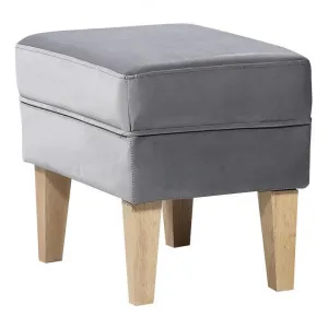 Ainslie Velvet Fabric Footstool, Grey by Brighton Home, a Stools for sale on Style Sourcebook