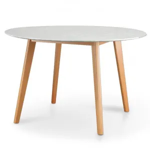Ex Display - Aron 120cm Round Marble Dining Table - Natural Base by Interior Secrets - AfterPay Available by Interior Secrets, a Dining Tables for sale on Style Sourcebook