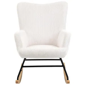 Sherman Corduroy Fabric Rocking Chair, White by Charming Living, a Chairs for sale on Style Sourcebook