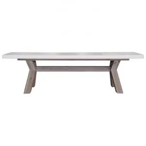 Paxton Concrete & Acacia Timber Trestle Dining Bench, 160cm, White Top by Dodicci, a Dining Tables for sale on Style Sourcebook