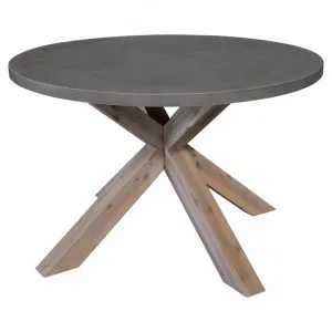 Paxton Concrete & Acacia Timber Round Dining Table, 120cm, Grey Top by Dodicci, a Dining Tables for sale on Style Sourcebook