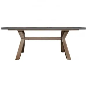 Paxton Concrete & Acacia Timber Trestle Dining Table, 210cm, Grey Top by Dodicci, a Dining Tables for sale on Style Sourcebook