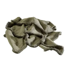 Luca® Boho Linen Throw - Khaki by Eadie Lifestyle, a Throws for sale on Style Sourcebook