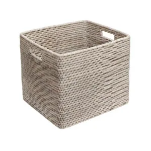 Coco Rattan Square Basket, White Wash by French Country Collection, a Baskets & Boxes for sale on Style Sourcebook