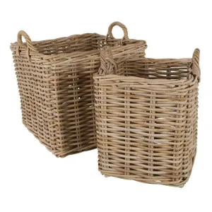 Biskal 2 Piece Rattan Square Basket Set by Florabelle, a Baskets & Boxes for sale on Style Sourcebook