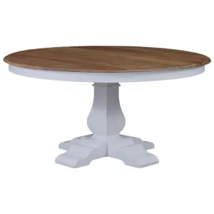Calverton Mahogany Timber Round Pedestal Dining Table, 180cm, Antique French Oak / White by The Bramble Co., a Dining Tables for sale on Style Sourcebook