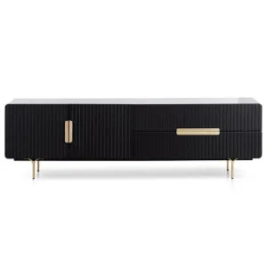 Erwin 1.8m Matte Black TV Entertainment Unit - Brass Legs and Handle by Interior Secrets - AfterPay Available by Interior Secrets, a Entertainment Units & TV Stands for sale on Style Sourcebook