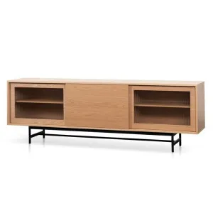 Sergio 2.1m Wooden Entertainment TV Unit - Natural with Flute Glass Door by Interior Secrets - AfterPay Available by Interior Secrets, a Entertainment Units & TV Stands for sale on Style Sourcebook