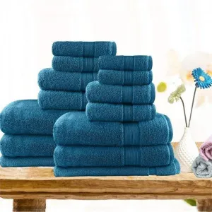 Softouch Light Weight Soft Premium Cotton Bath Towel 14 Piece Teal Towel Pack by null, a Towels & Washcloths for sale on Style Sourcebook