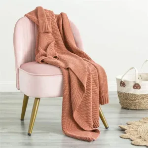 Renee Taylor Moss Seed Stitch Cotton Knitted Rust Throw by null, a Throws for sale on Style Sourcebook