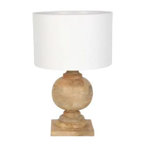 Coach Timber Base Table Lamp, Natural / White by Emac & Lawton, a Table & Bedside Lamps for sale on Style Sourcebook