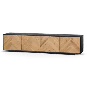 Olga 2.1m Wooden TV Entertainment Unit - Natural - Rustic Black by Interior Secrets - AfterPay Available by Interior Secrets, a Entertainment Units & TV Stands for sale on Style Sourcebook