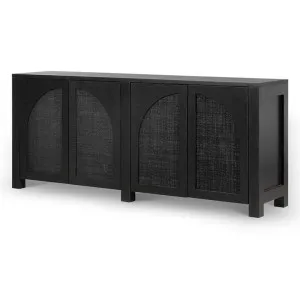 Lucius 1.95m Black Oak Sideboard Unit - Rattan by Interior Secrets - AfterPay Available by Interior Secrets, a Sideboards, Buffets & Trolleys for sale on Style Sourcebook