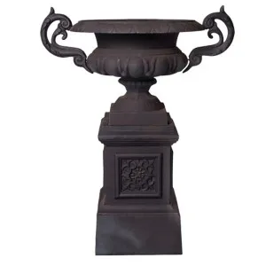 Campana Cast Iron Garden Urn & Pedestal Set, Large, Black by CHL Enterprises, a Baskets, Pots & Window Boxes for sale on Style Sourcebook