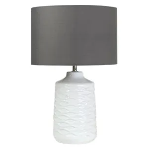 Agra Ceramic Base Table Lamp, Grey / White by Telbix, a Table & Bedside Lamps for sale on Style Sourcebook