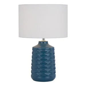 Agra Ceramic Base Table Lamp, White / Blue by Telbix, a Table & Bedside Lamps for sale on Style Sourcebook