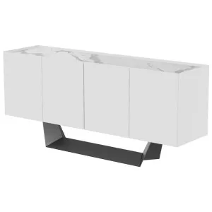 Nadia Ceramic Glass Top Modern 4 Door Sideboard, 176cm, Marmo White / White by Viterbo Modern Furniture, a Sideboards, Buffets & Trolleys for sale on Style Sourcebook