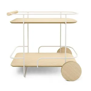 Arcade Ashwood & Steel Bar Cart, Natural / Off White by Gus, a Sideboards, Buffets & Trolleys for sale on Style Sourcebook