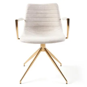 Belair Fabric & Metal Swivel Dining Armchair, Biscuit / Gold by M Co Living, a Dining Chairs for sale on Style Sourcebook