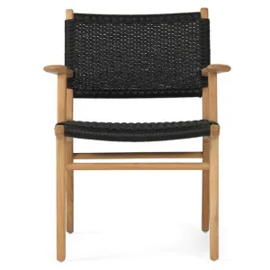 Zac Teak Timber & Close Woven Cord Indoor / Outdoor Dining Armchair, Black / Natural by Ambience Interiors, a Dining Chairs for sale on Style Sourcebook