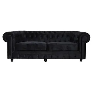 Cleo Velvet Fabric Chesterfield Sofa, 3 Seater, Black by Everblooming, a Sofas for sale on Style Sourcebook