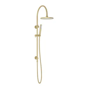 Soul Goosneck Twin Shower Set Brush In Brass By ADP by ADP, a Showers for sale on Style Sourcebook