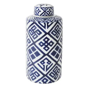 Valora Porcelain Cylinder Temple Jar by Diaz Design, a Vases & Jars for sale on Style Sourcebook