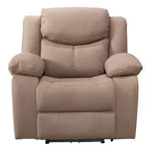Marges Leather Look Fabric Electric Recliner Armchair, Latte by Brighton Home, a Chairs for sale on Style Sourcebook