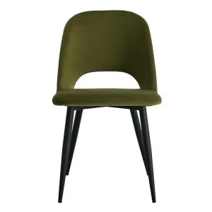 Asta Velvet Fabric Dining Chair, Set of 2, Olive / Black by Room Life, a Dining Chairs for sale on Style Sourcebook